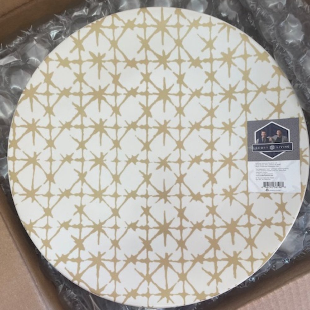 NEW in box Scott Living Gold Faded Star 12" Round Platter